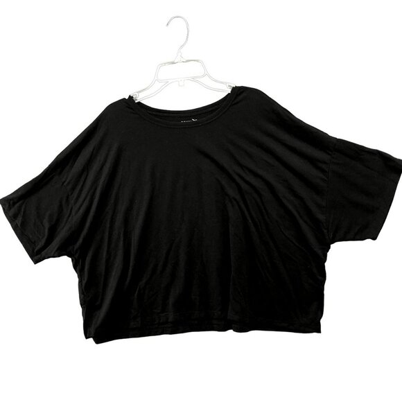Old Navy Active Cropped T Shirt Womens LP Black Short Sleeve Crewneck Thin - Picture 1 of 8